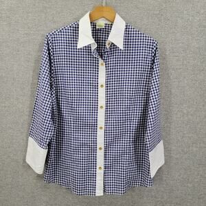 CRAIG TAYLOR MIA GINGHAM BUTTON SHIRT, SIZE L *